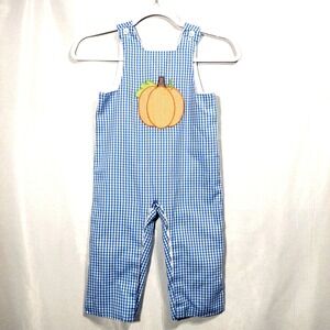 Candyland Boys Toddler 3T Hand Smocked Gingham Romper Snap Crotch and Legs Lined